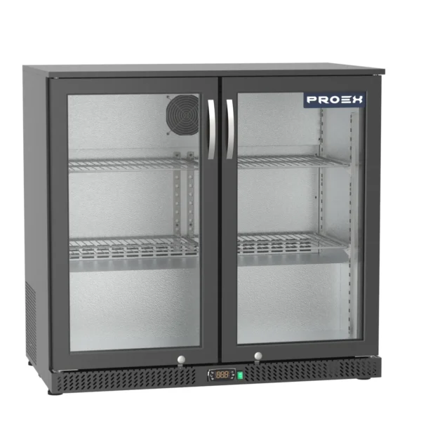 Proex BKB-235H 170L back bar cooler with both glass doors open
