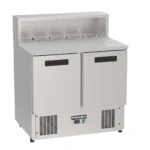 Proex PS900 two-door refrigerated pizza prep counter with five GN pans