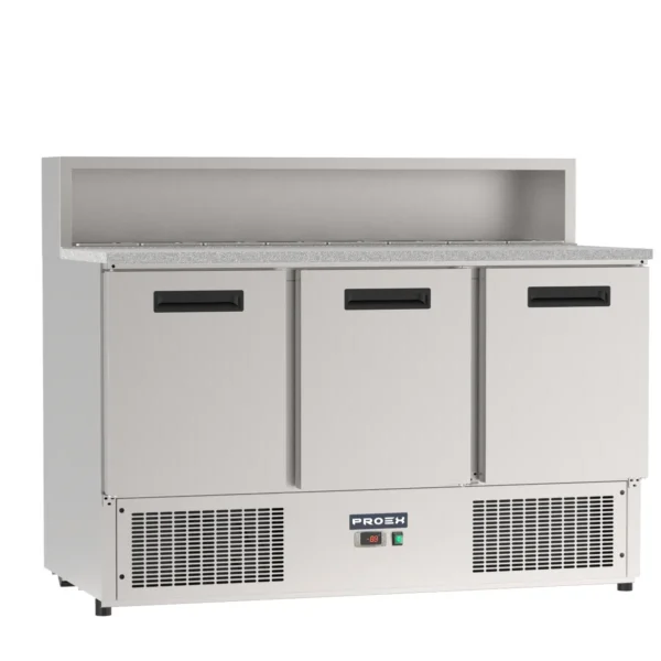 Proex PS903 three-door 368L refrigerated pizza prep counter