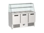 Proex S903SG three-door refrigerated salad bar with glass display canopy