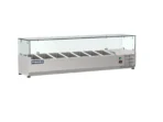 Proex VRX1500/330 refrigerated topping unit with seven GN pans and glass canopy